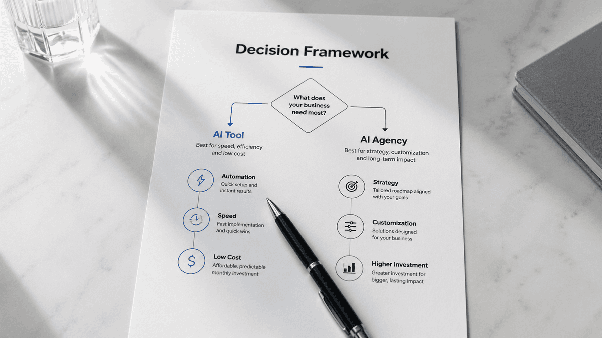 Should You Use an AI Tool or Hire an AI Agency? A Decision Framework for Small Businesses