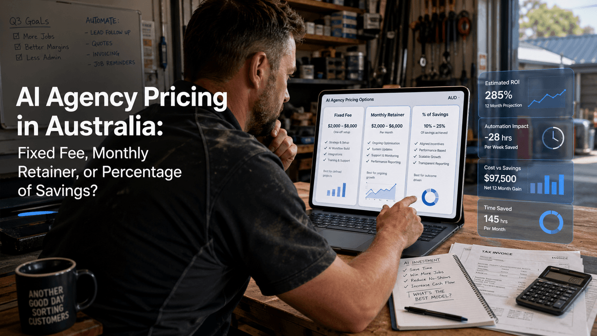 AI Agency Pricing in Australia: Fixed Fee, Monthly Retainer, or Percentage of Savings?